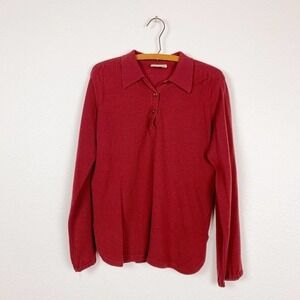 Vintage 70s KMart Collared Puff Sleeve Knit Sweater Long Sleeve Shirt Medium